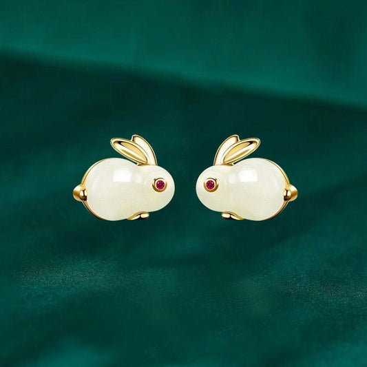Opal Rabbit Mystic Stud Earrings