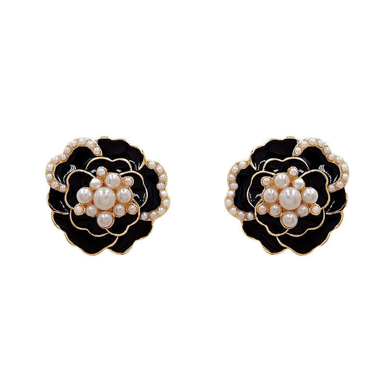 Moonlight Black Mystic Rose Stud Earring