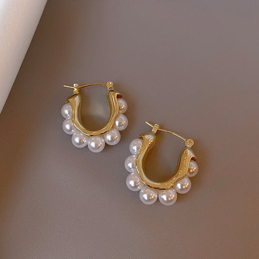Pearl Oval Mystic Hoop Earrings