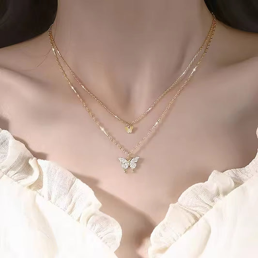 Dual Chain Butterfly Mystic Necklace
