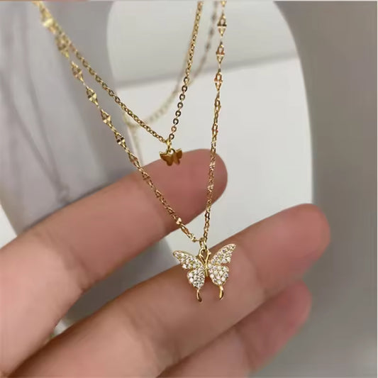 Dual Chain Butterfly Mystic Necklace