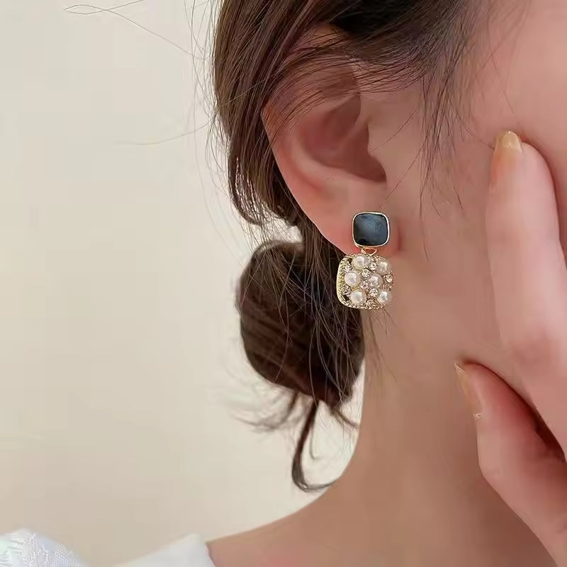 Stone Pearl Mystic Dangle Earrings