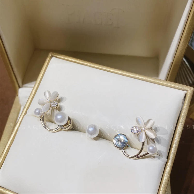 Stone Pearl Daisy Mystic Earrings
