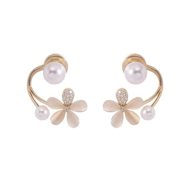 Stone Pearl Daisy Mystic Earrings