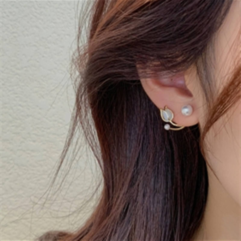 Twin Pearl Rose Mystic Earrings