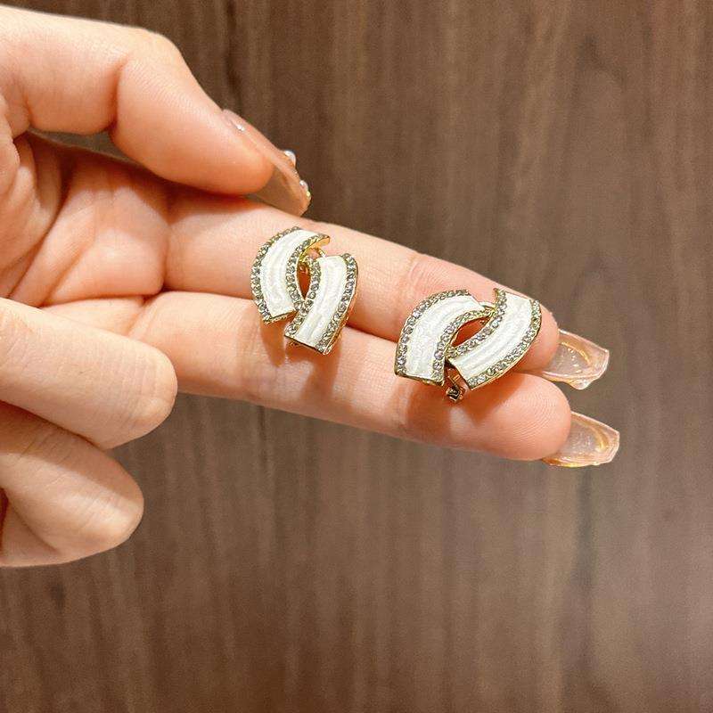 Twisted White Rhinestone Mystic Earrings