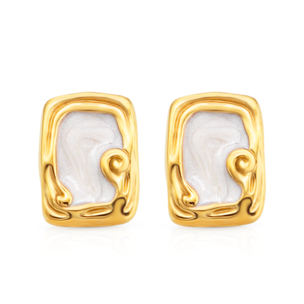 Vintage Pearl Square Stud Mystic Earrings