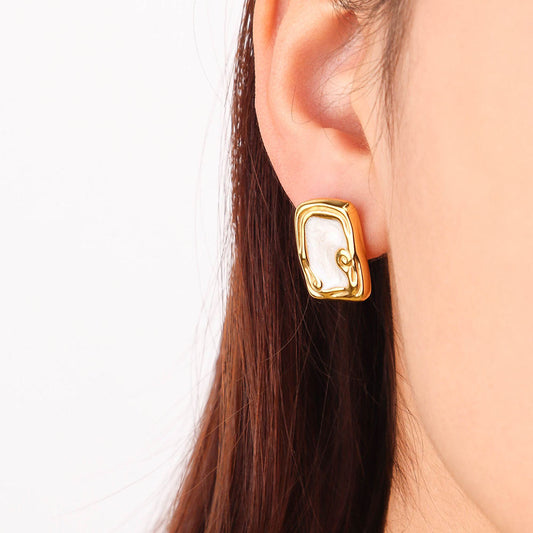 Vintage Pearl Square Stud Mystic Earrings