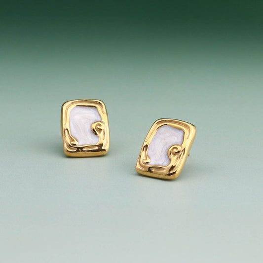 Vintage Pearl Square Stud Mystic Earrings