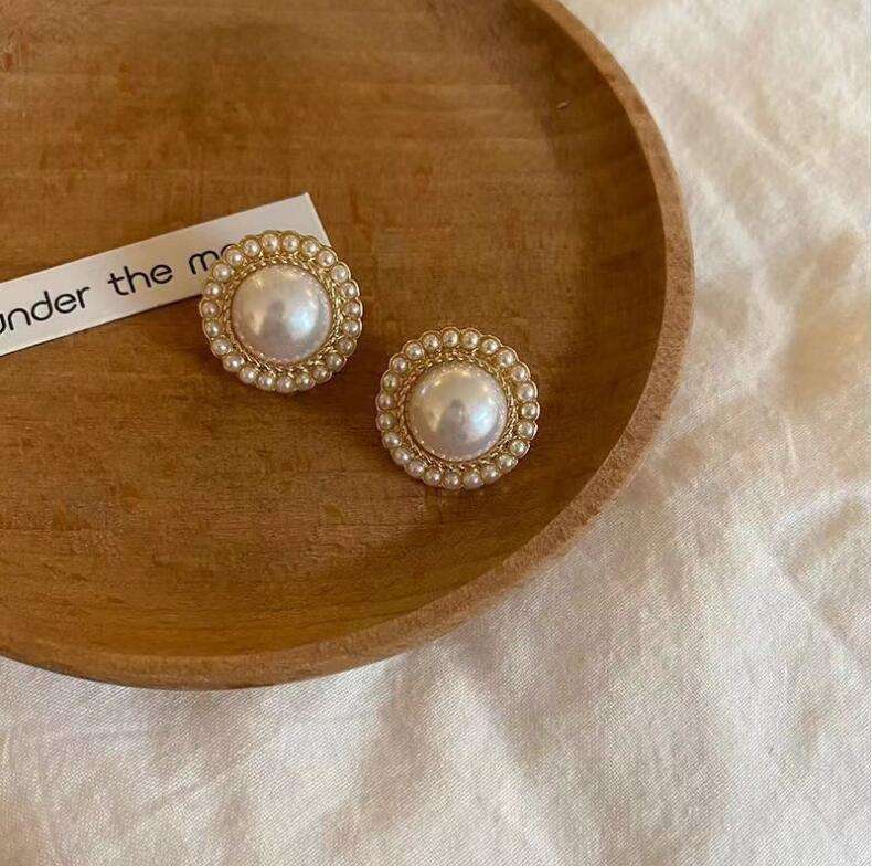 Vintage Pearl Moon Stud Mystic Earrings