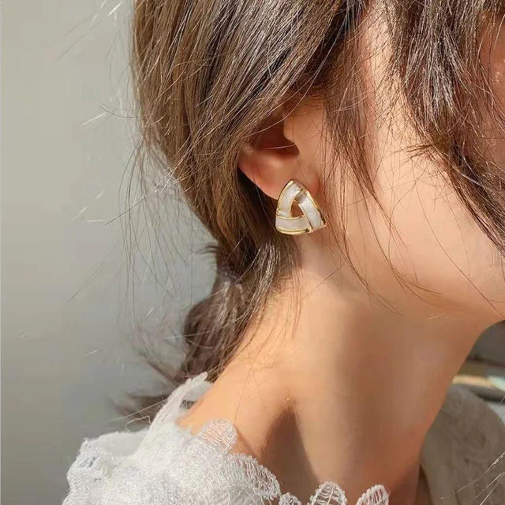 White Triangle Mystic Earrings